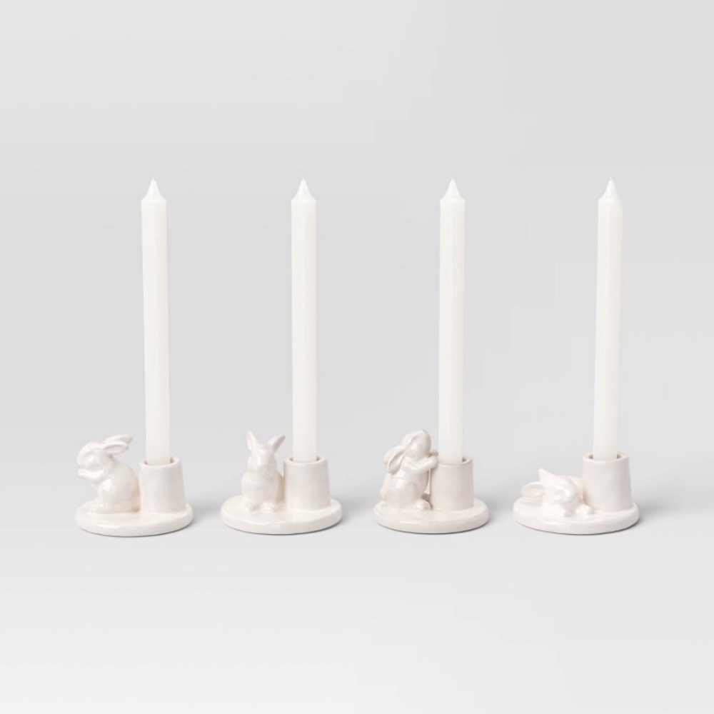 Ceramic Bunny Taper Candle Holders 4pc - Threshold